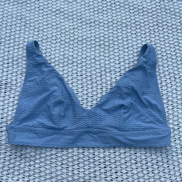 AERIE JACQUARD LONGLINE V SCOOP BIKINI TOP XL - Picture 1 of 3